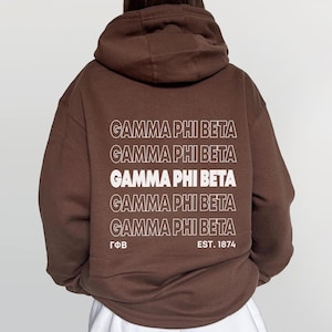 Gamma Phi Beta Brown Sorority Sweatshirt | Gamma Phi Beta Sorority Apparel | Custom Sorority Hoodie