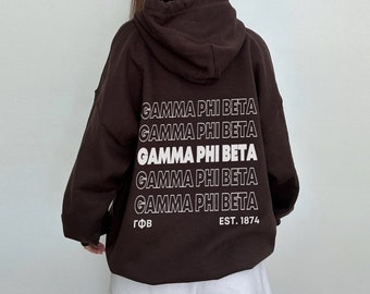 Gamma Phi Beta Brown Sorority Sweatshirt | GPhi Sorority Apparel | Custom Sorority Hoodie