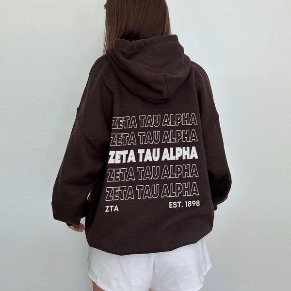 Zeta Tau Alpha Brown Sorority Sweatshirt | Zeta Sorority Apparel | Custom Sorority Hoodie