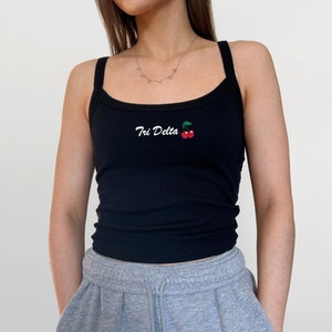 Delta Delta Delta Black Cherry Crop Top | Delta Delta Delta Tank Top | Sorority Merch