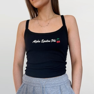 Alpha Epsilon Phi Black Cherry Crop Top | AEPhi Tank Top | Sorority Merch