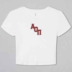 Alpha Omicron Pi Varsity Baby Tee | Alpha Omicron Pi Apparel | Sorority Merch