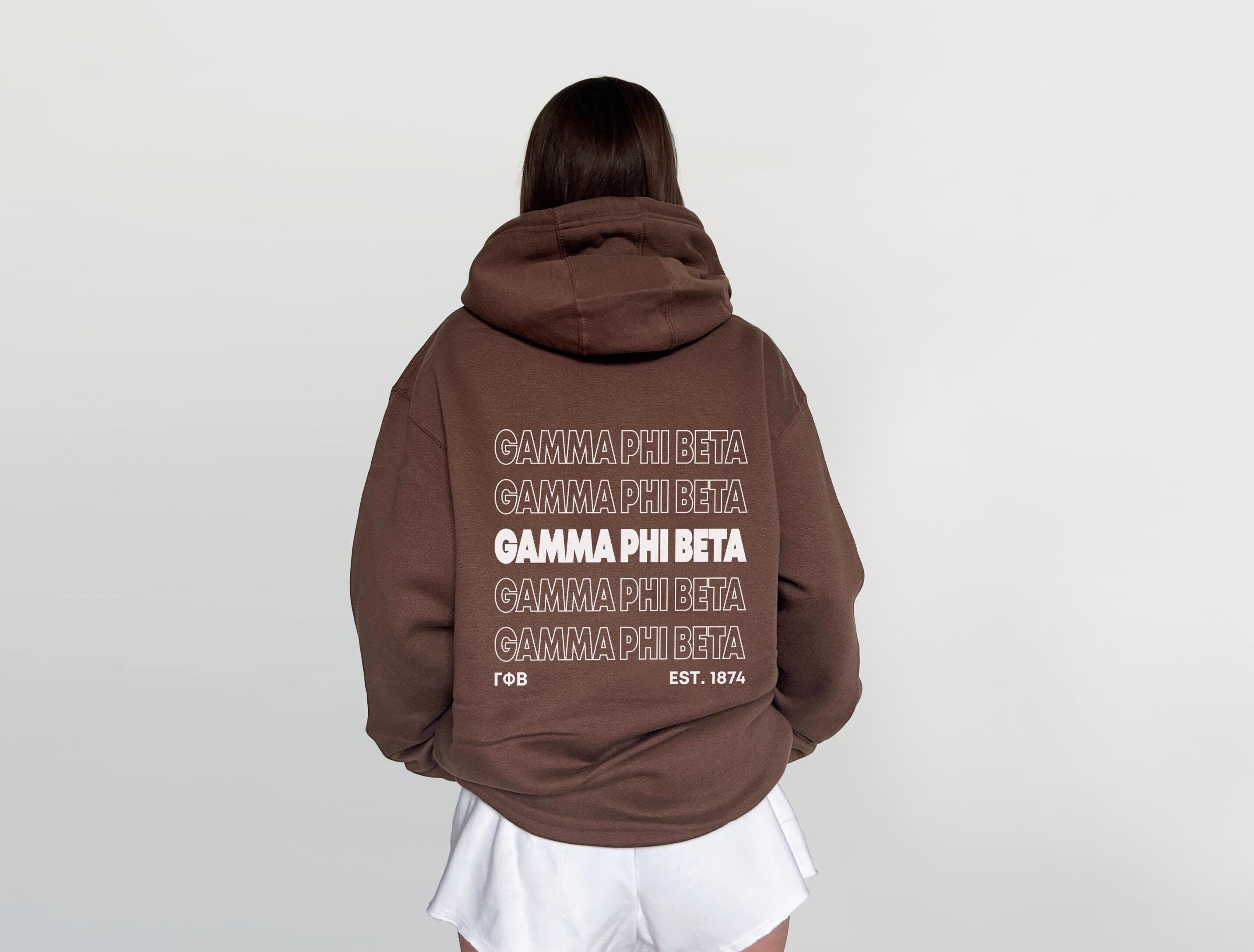 Gamma Phi Beta Brown Sorority Sweatshirt | Gamma Phi Beta Sorority Apparel | Custom Sorority Hoodie