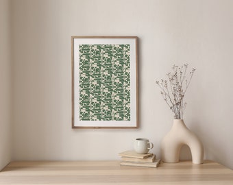 Soft Brutalism Print, Green Mid Century Modern Design Abstract Geometric Digital Download Art