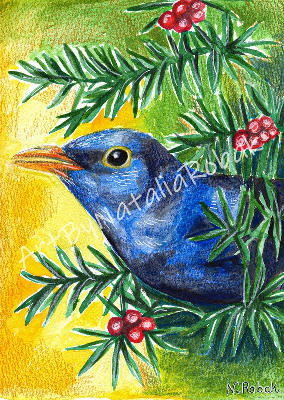 Blackbird Gifts Blackbird Art Print Bird Prints Wall Art Etsy