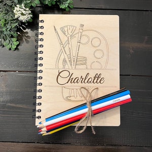 Artist sketchbook, Sketchbook and colored pencil set, Notebook, Sketch diary, Personalized sketchbook, Engraved sketchbook, Engraved pencils