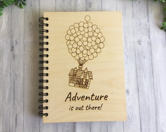 Adventure is out there, Sketch diary, sketch book, Engraved wooden sketchbook, Notebook, Journal, Sketch pad, Artist sketchbook