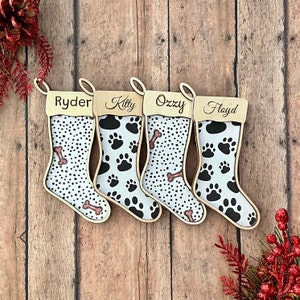 Stocking ornament, Christmas ornament, Personalized, Wood, Pet ornament, Dog ornament, Cat ornament