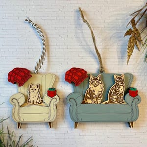Cat Ornament, Christmas ornament, Chair ornament, Couch ornament
