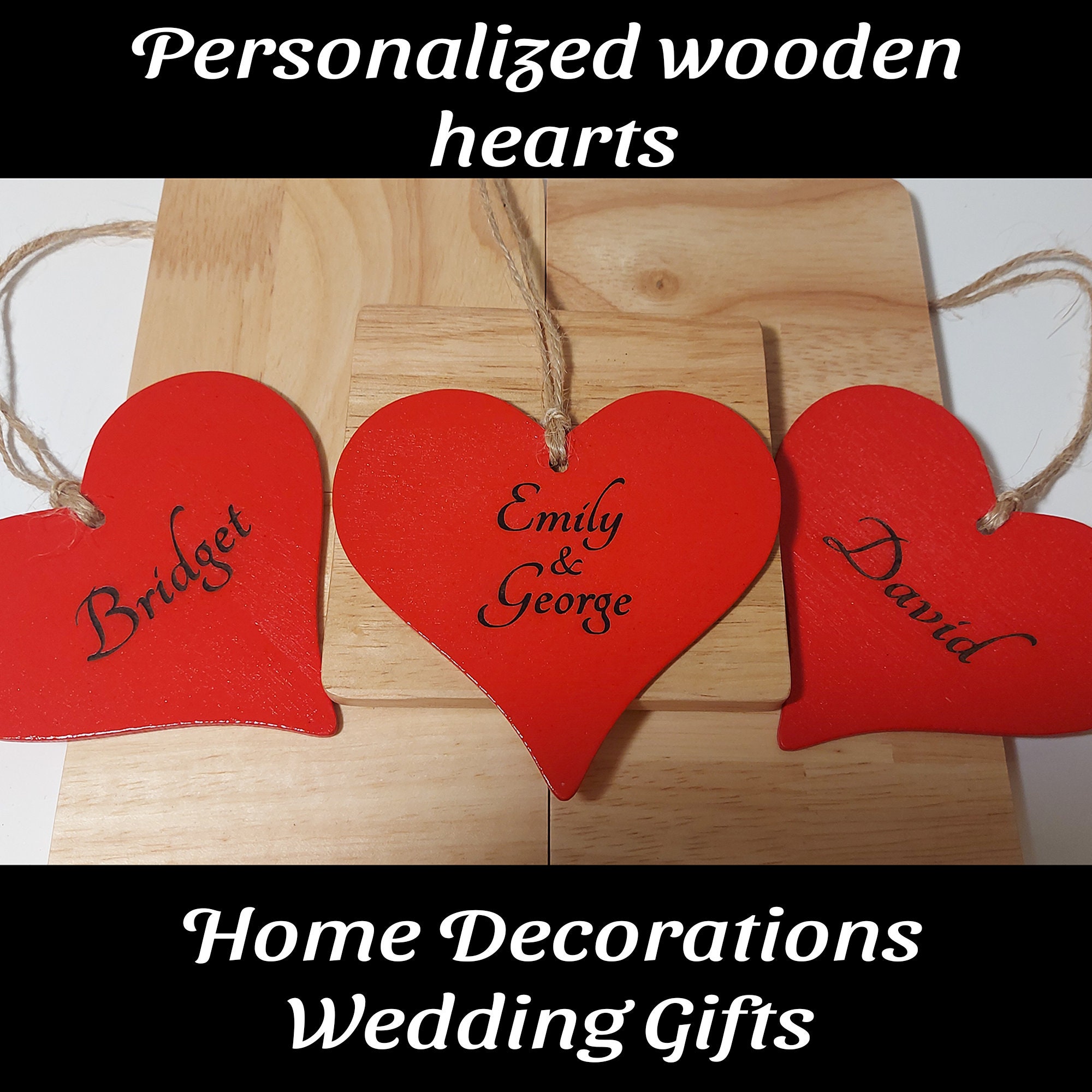 WOODEN HEART DECOR Personalized Wooden Hearts Gift for Etsy UK