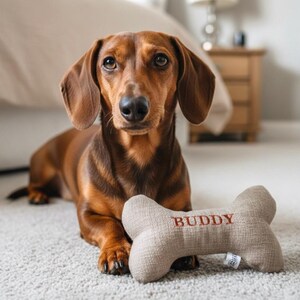 Personalisierte Hundeknochen Spielzeug 10 ”- Personalisiertes Welpen-Spielzeug - Handgemachtes Plüsch-Hundegeschenk - Weicher Fleece-Hundeknochen - Individueller Name Haustier-Spielzeug - Welpe