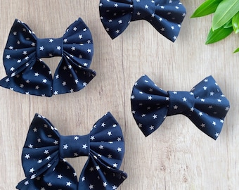 PETS BOW TIES neckwear dog cat smart removable collar accessory navy blue white stars great for gifts birthdays special occasions weddings