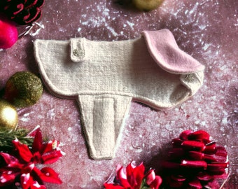 STYLISH QUALITÉ teckel manteau diamante bébé rose chèque laine brossée doublée de laine rose personnalisé à la main saucisse chien veste cadeau de Noël
