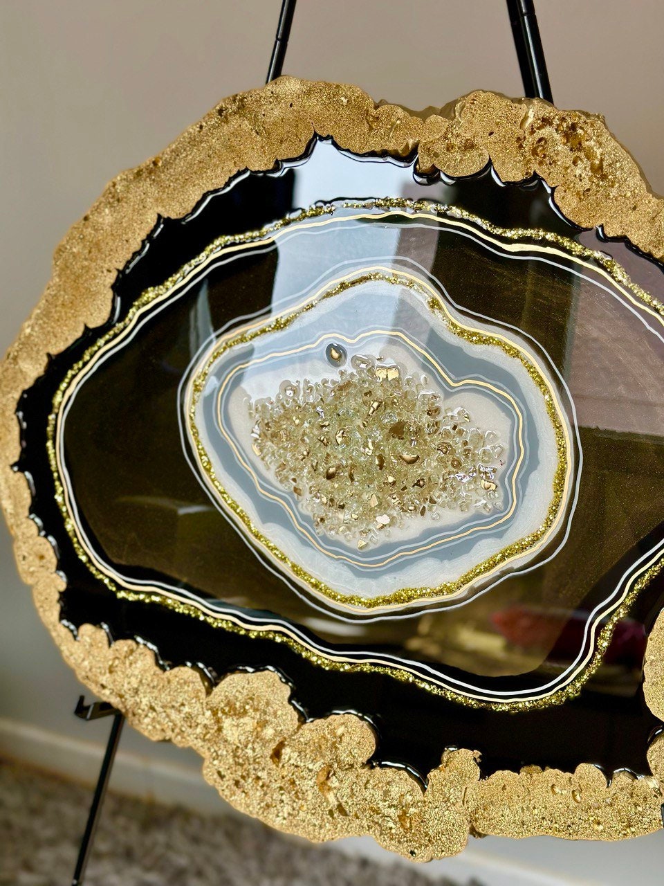 Black and Gold Resin Wall Art Abstract Geode Painting. Luxury - Etsy