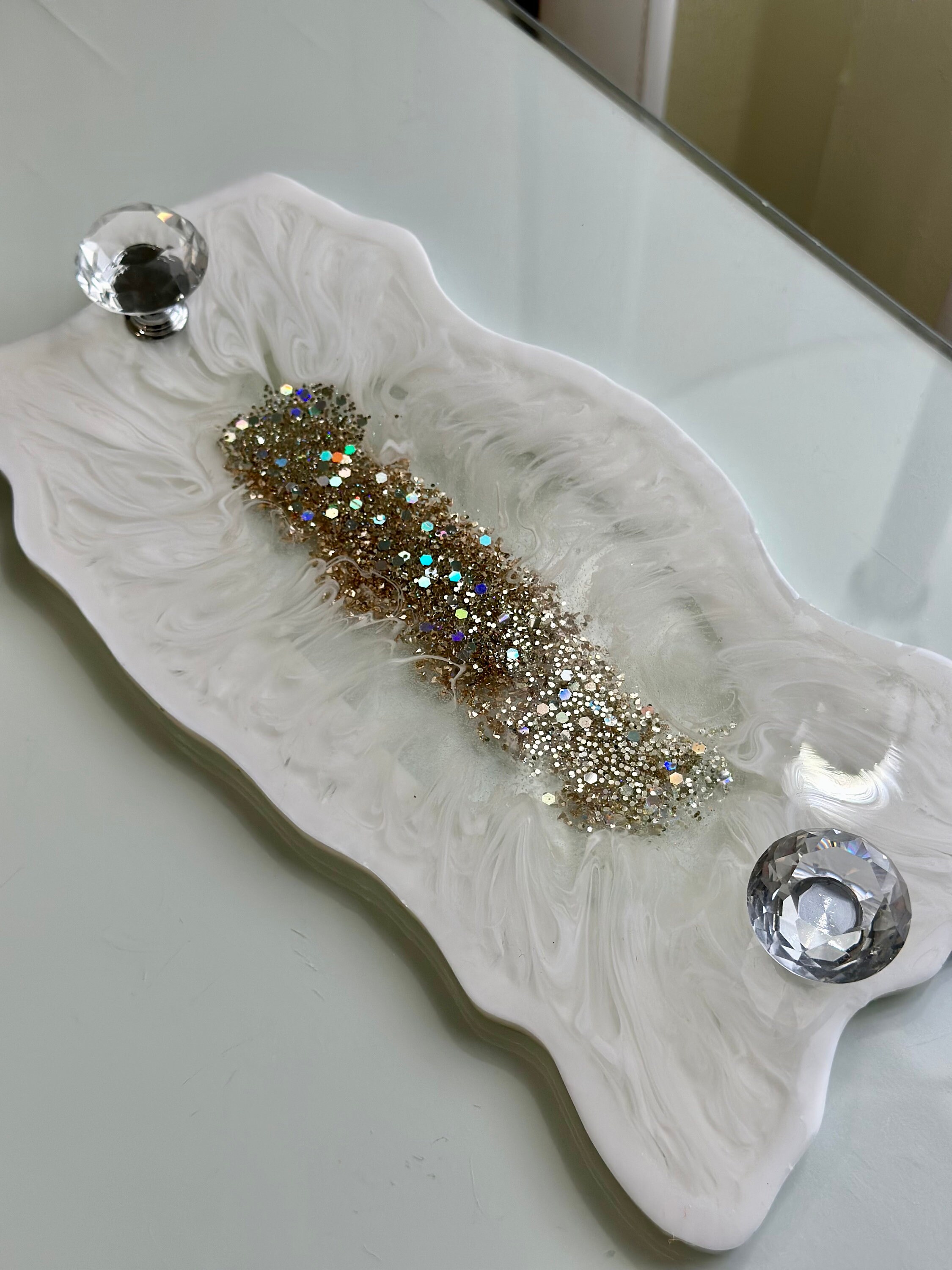 White Perfume Tray Jewelry Tray. Marble Vanity Tray. Geode Etsy