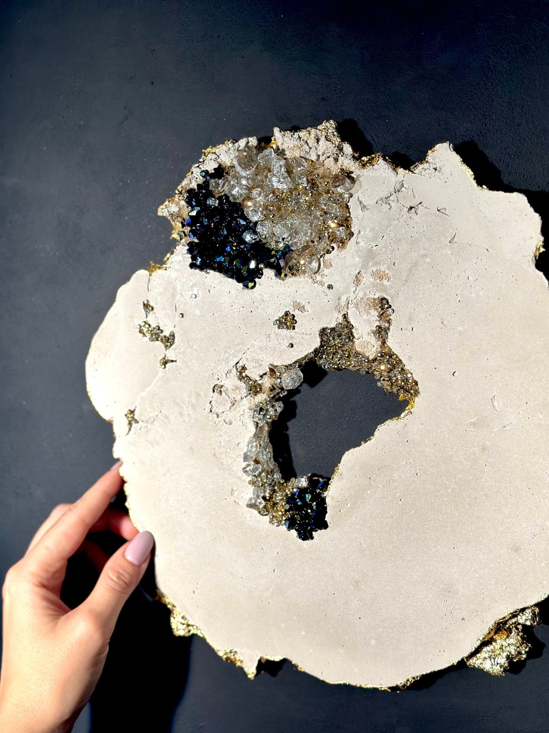 Geode Concrete Art Contemporary Art With Crystals Textured Etsy Geode Concrete Art Contemporary Art With Crystals Textured Etsy