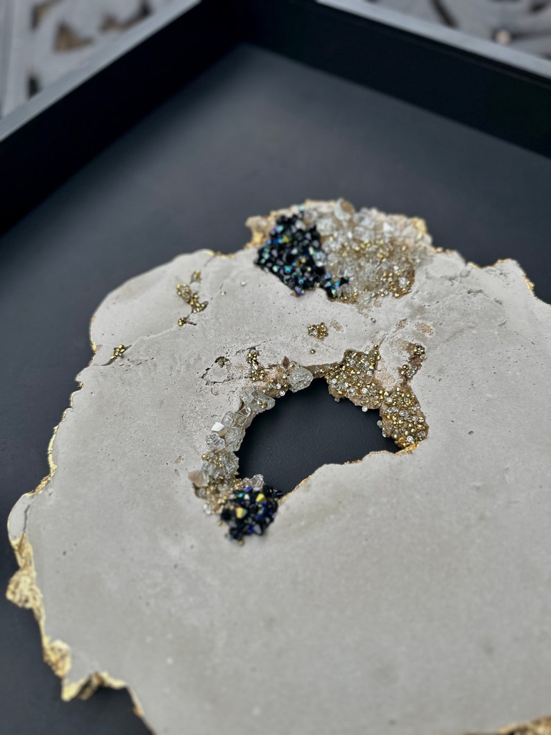 Geode Concrete Art Contemporary Art With Crystals Textured Etsy