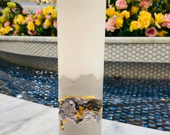 Concrete candle soy candle  geode crystal candle is  luxury candles  loft industrial decor, geode candles with 14k gold