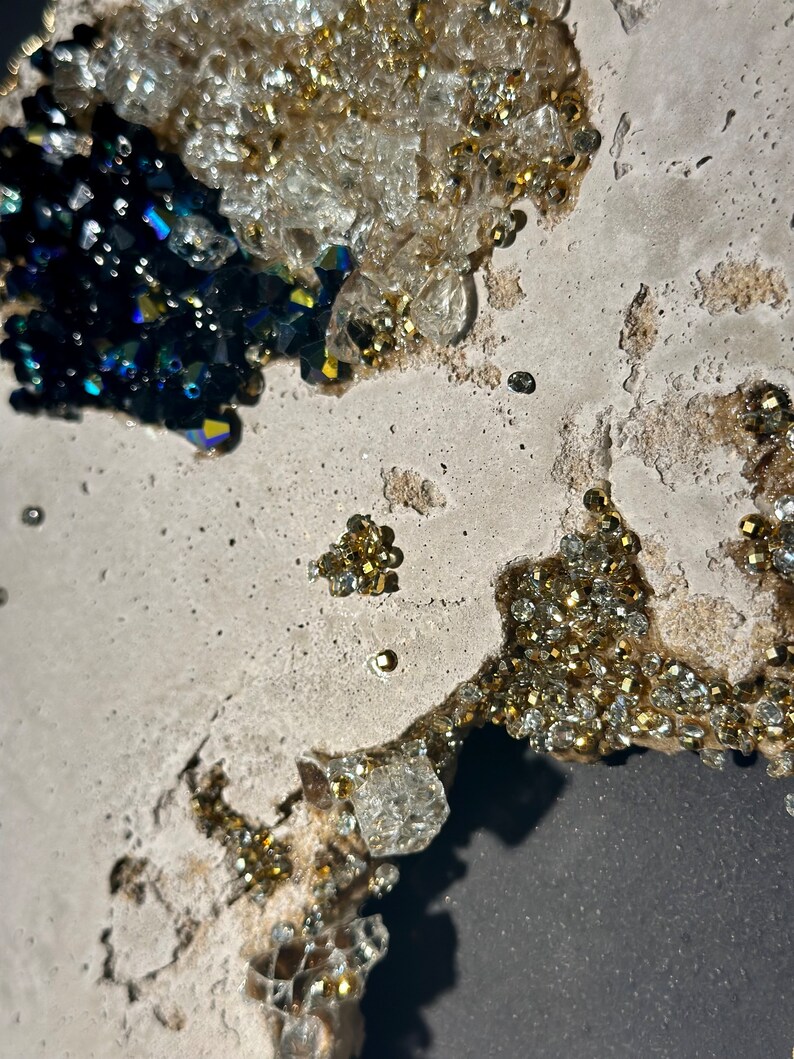 Geode Concrete Art Contemporary Art With Crystals Textured Etsy