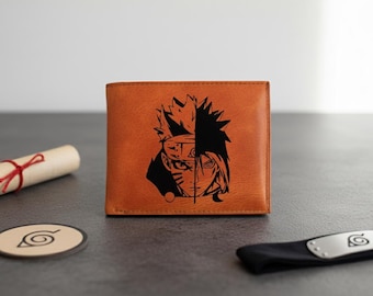 Personalized Anime Leather Wallet: Engraved Gift for Him