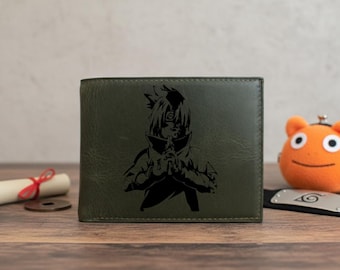 Personalized Anime Wallet , Custom Engraved  Leather Wallet Gift for Him
