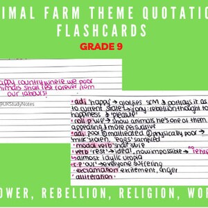 GCSE English Literature: Animal Farm Theme Quotation Flashcards 2