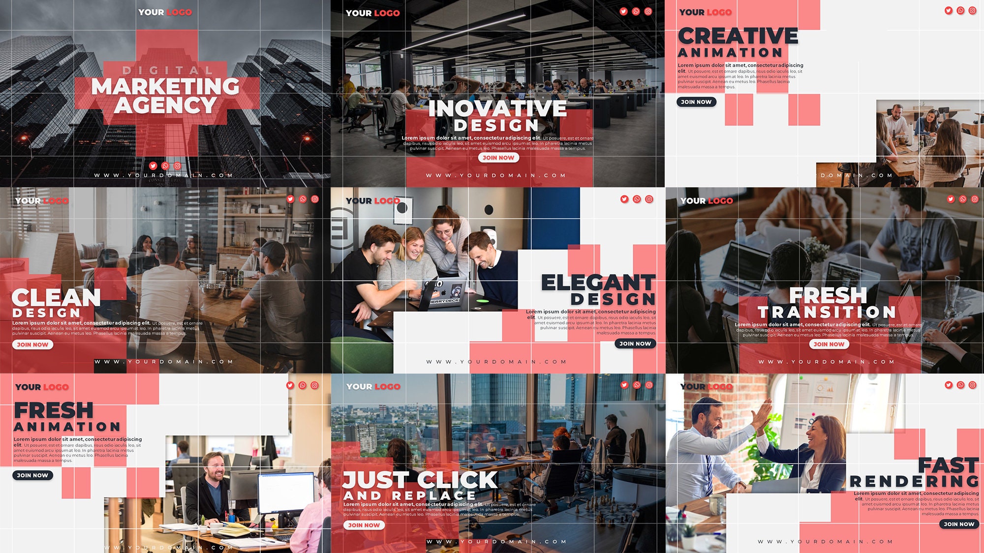 24 HD Powerpoint Templates HD Video Business Model Etsy