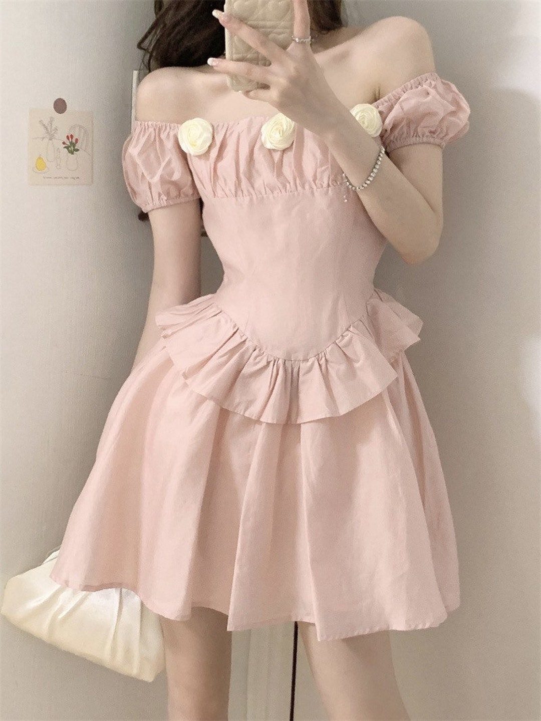 Vintage Renaissance Cottagecore Fairycore Rose Evening Prom Dress