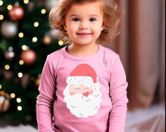 Santa Claus Long Sleeve Shirt kids, long sleeve shirt, pink long sleeve shirt, Christmas long sleeve shirt