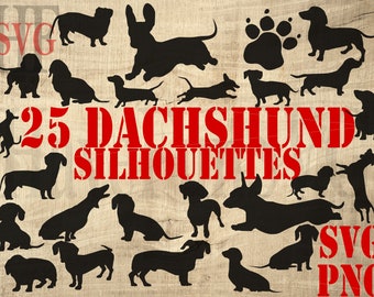 Dackel Silhouetten: 25 SVG PNG Dateien (Instant Download)