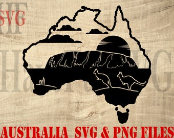 Australien Map SVG PNG Shirt Design (Digitaler Download)