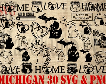 Michigan State SVG PNG Files Bundle: Clipart Shirt Designs (Digital Download)