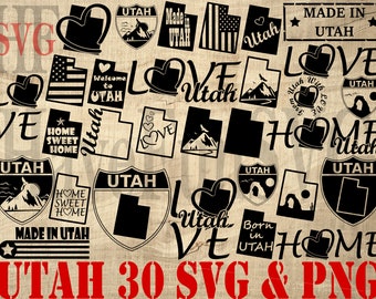 Utah State Designs: SVG PNG Clipart Bundle (Digitaler Download)