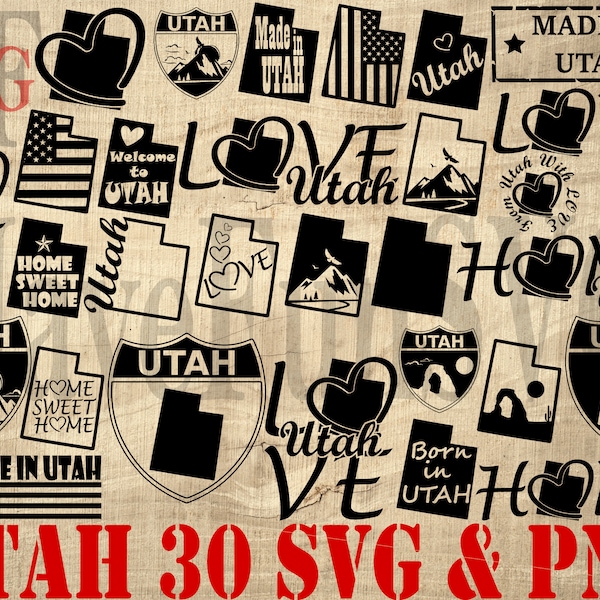Utah State Digital Design 30 SVG PNG Instant Download Files Bundle Shirt Cricut Mug Press Clipart Cutting Outline Silhouette Shape clipart