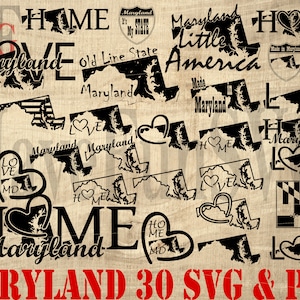 Maryland 30 Bundle SVG PNG State Instant Download Digital files USA Outline shape T-shirt Design Vector Cricut clipart Laser Cut Cutting 004