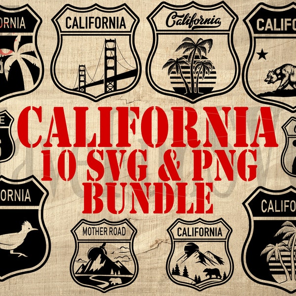 California State Route Road 66 Style Clipart Logo svg png Digital Download Files Bundle Cricut Mug press Cut Cutting Outline US shirt CA