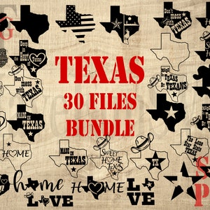 Digital Download Design Texas State 30 SVG PNG Files Bundle Sayings Outline Texan Shape shirt Designs TX Cricut Mug Maker Clipart Map V2