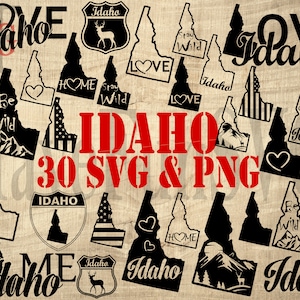 Idaho State 30 SVG PNG Instant Download Files Bundle Cutting Machine Cricut Silhouette Laser Cut Outline Designs Clipart USA bestseller 004