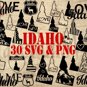 Idaho State 30 SVG PNG Instant Download Files Bundle Cutting Machine Cricut Silhouette Laser Cut Outline Designs Clipart USA bestseller 004