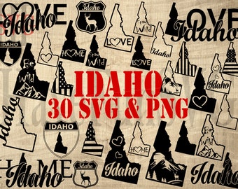 Idaho State 30 SVG PNG Instant Download Files Bundle Cutting Machine Cricut Silhouette Laser Cut Outline Designs Clipart USA bestseller 004