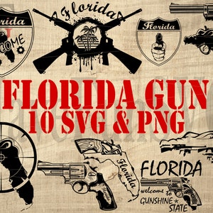 t-shirt Design Geschenk Florida Pistole Pistolen SVG PNG Digital Download Dateien Bundle Cricut Mug Maker Clipart Vektor Schneiden Lasercut Form gunshine