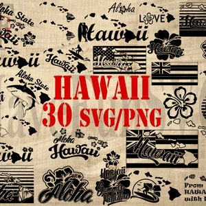 Hawaii Aloha State USA 30 SVG PNG-bestanden bundel overzicht vorm T-shirt ontwerpen ClipArt silhouet Cricut snijmachine Lasergesneden beste 004