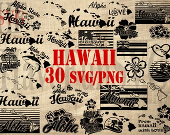 ハワイ アロハ ステート USA 30 SVG PNG ファイル バンドル アウトライン シェイプ T シャツ デザイン クリップアート シルエット クリカット カッティング マシン レーザー カット ベスト 004