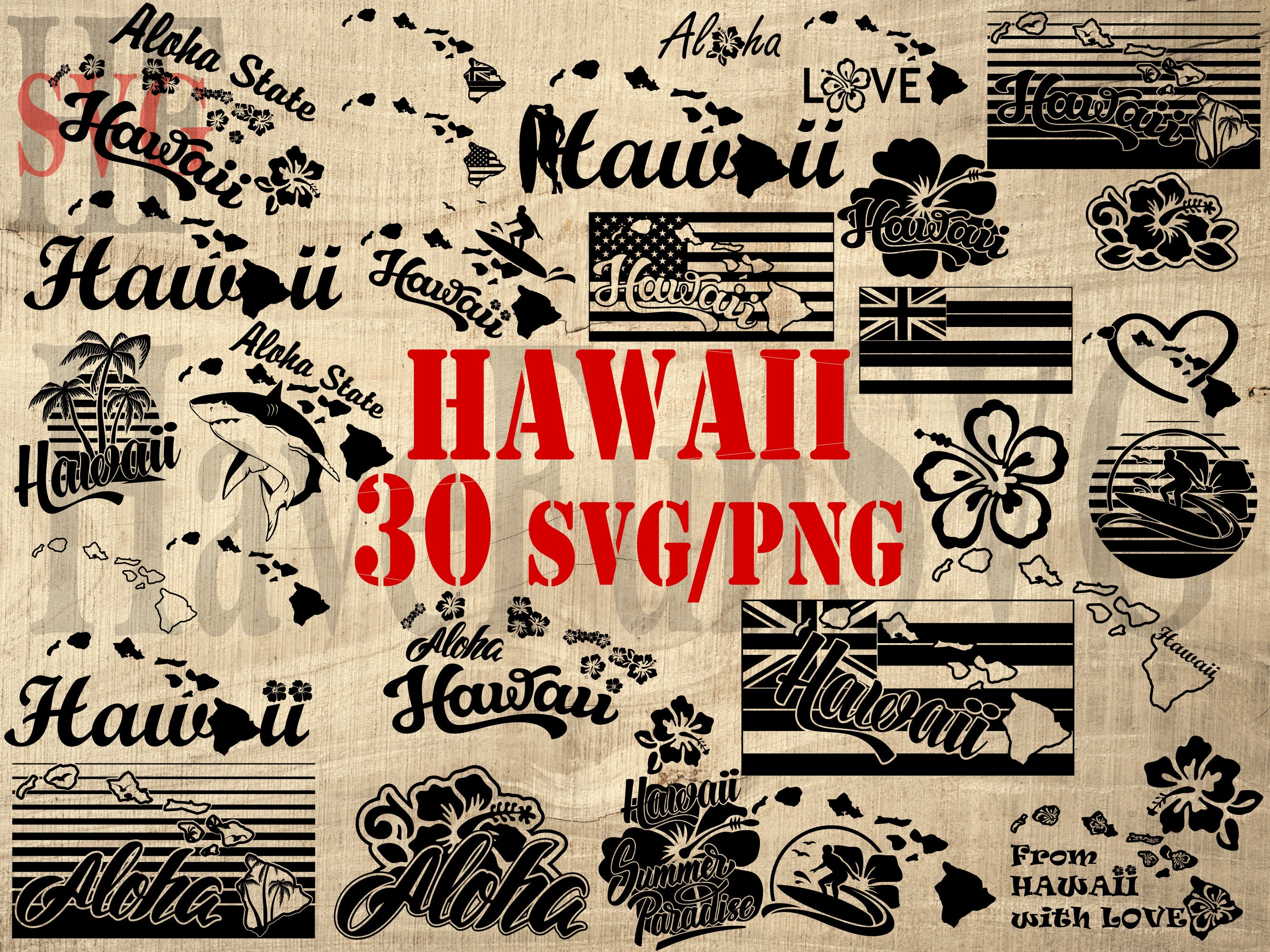 Hawaii vectores - Etsy México, image size:2667x2000