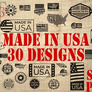 Paquete de 30 diseños fabricados en EE. UU. Archivos svg png, América, camiseta de EE. UU., Estados Unidos, patriótico, nacido en EE. UU., corte láser, Cricut 004