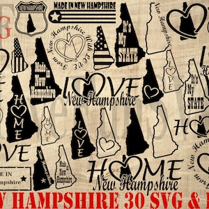 New Hampshire Dateien Bundle SVG PNG 30 Sofortiger digitaler Download Las Vegas Form Silhouette Karte Clipart Shirt Becher Cricut Schneiden Lasercut 004