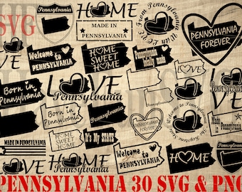 Pennsylvania Zustand, Vektor-Design: SVG PNG Clipart Bündel (Digitaler Download)