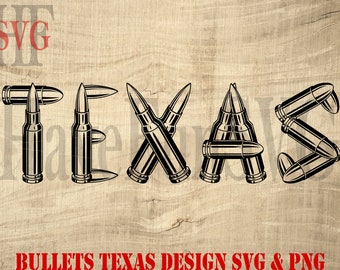 Texas Bullets Design SVG, PNG, Cricut Clipart (digitaler Download)