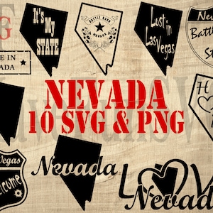 Nevada SVG PNG 10 Instant digitale download bestanden bundel Las Vegas vorm silhouet kaart clipart shirt mok Cricut snijden knippen Lasercut 001