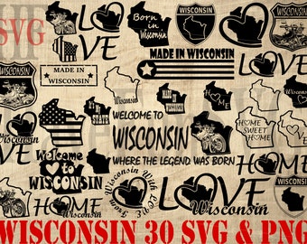 Wisconsin State SVG Bundle: Shirt Design Vektorgraphik (Digitaler Download)